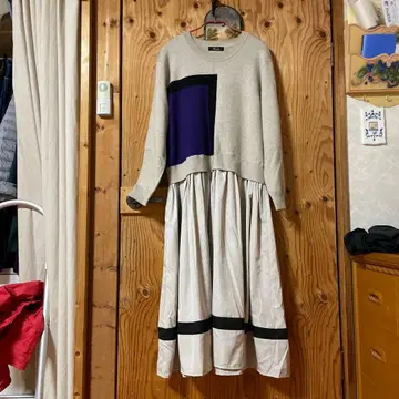 Remile 컬러 블록 자카드 니트 원피스