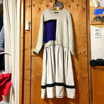 Remile 컬러 블록 자카드 니트 원피스