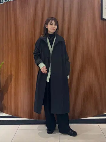 CABaN 울 개버딘 스탠드 카라 코트