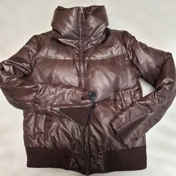 브라운 다운 자켓 스탠드 카라