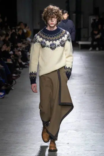 브라운 19AW DRIES VAN NOTEN 랩스커트