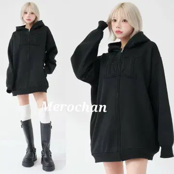 다리치 아플리케 DD 로고 후드티 [ 블랙 ]