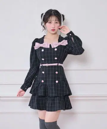 허니시나몬 벨로아 리본 배색 원피스