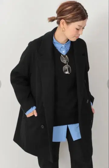 Deuxieme Classe 쇼트 더블 코트(BLACK)