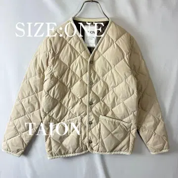TAION 다운 자켓 새상품급 V넥 퀼팅 경량 베이지