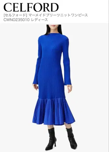 셀포드 머메이드 플리츠 니트 원피스 36