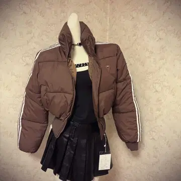 헤이세이 갸루 00s Y2K 브라운 숏 기장 다운 자켓 그런지