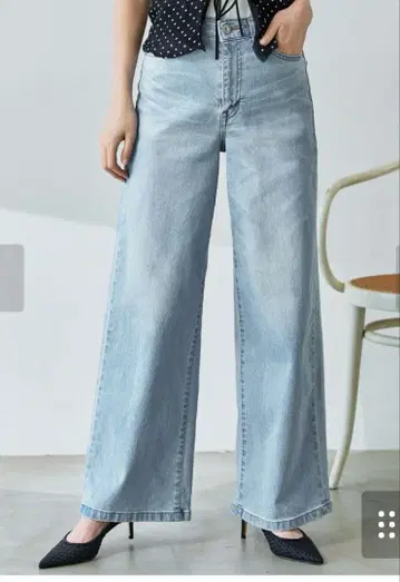 썸씽 SOMETHING 리사 와이드 하이웨스트 스트레치 데님 팬츠