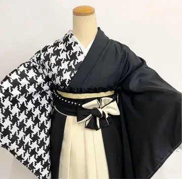 하운드투스 패턴 하카마 스타일 기모노