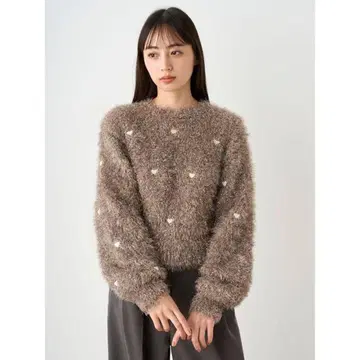 SNIDEL 스나이델 하트 모티브 니트 풀오버