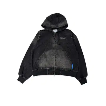 SEQUENZ 데님 자켓 와이드 더블 지퍼 후디 블랙 M