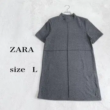 ZARA 그레이 하이넥 반팔 니트 원피스 L