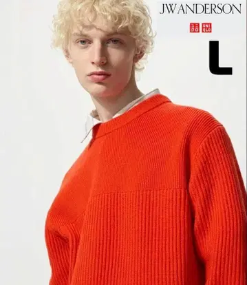 JW 앤더슨 유니클로 리브 크루넥 스웨터 L 오렌지
