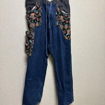 데님 블루 스트레이트 레그 팬츠