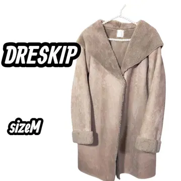 DRESKIP 후드 부착 무스탕풍 코트 M 사이즈 베이지