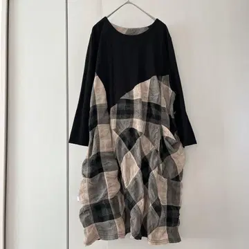 디자인 원피스 체크 원피스 빅 사이즈 XL