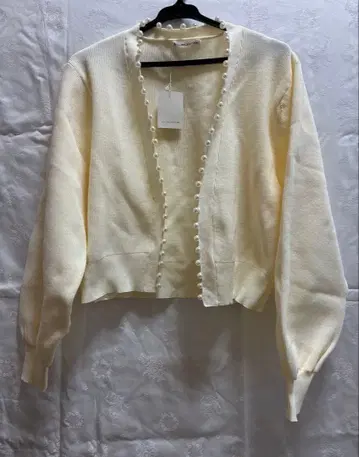 WILL SELECTION 아이보리 가디건 M 사이즈 펄 장식