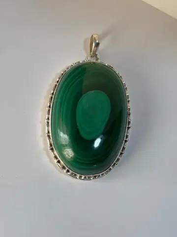 맬러카이트 특대형 타원형 펜던트 실버 925