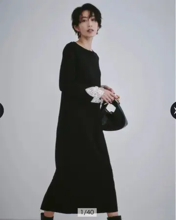 새상품 Arpege story 아르페쥬 스토리 소매 레이스 니트 원피스