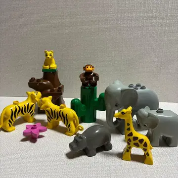 LEGO 듀프로 동물 코끼리 사자 원숭이 기린 호랑이 꽃 나무 선인장