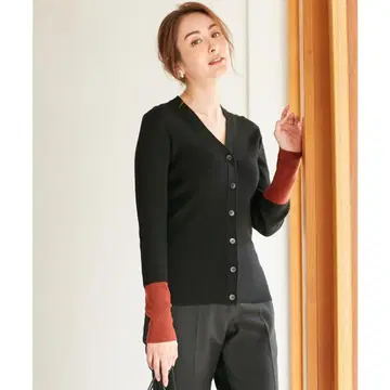 iCB Alba 바이컬러 가디건 리브 니트 XL 1205B