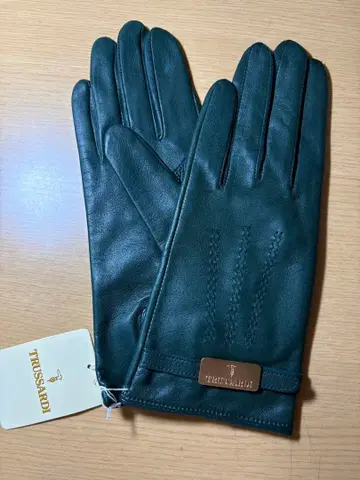 TRUSSARDI 다크 그린 가죽 장갑