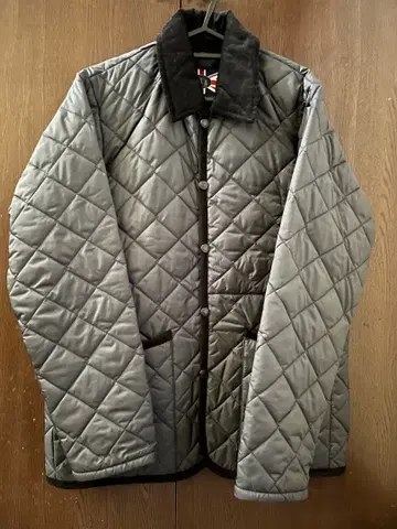 그레이 퀼팅 자켓 코듀로이 옷깃