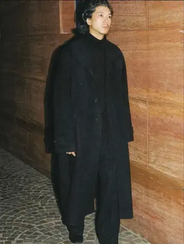 STRECCAN REVER COAT 블랙 울 혼방 체스터 코트 맥시 길이