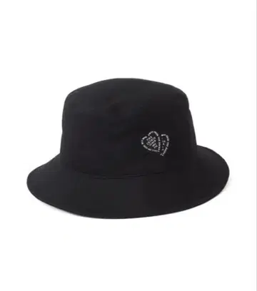 CRIMIE 블랙 자수 하트 버킷햇