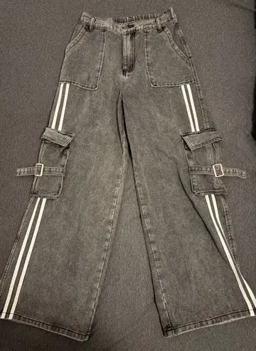 me+em select / 사이드 라인 스트레이트 카고 데님 팬츠