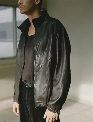 FADED SHEEP SKIN TRACK JACKET 블랙 가죽 자켓