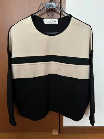 HAVEONE 긴팔 상의 이탈리아제 베이지 블랙