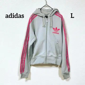 adidas 그레이 핑크 후드티 스포츠 웨어 워킹