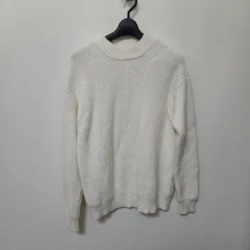두꺼운 원단 리브 편직 니트 스웨터 화이트 size M