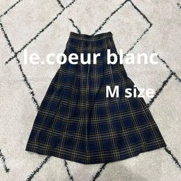 le.coeur blanc 네이비 체크 무늬 플리츠 스커트 롱
