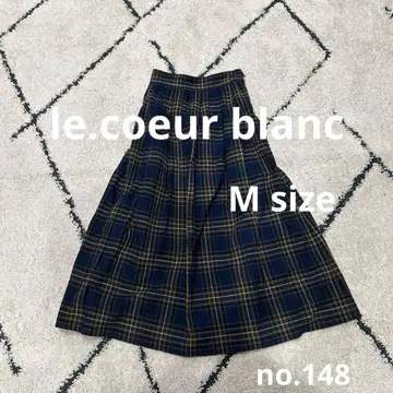 le.coeur blanc 네이비 체크 무늬 플리츠 스커트 롱