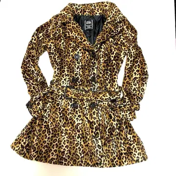 레오파드 무늬 레오파드 무늬 더블 브레스트 코트