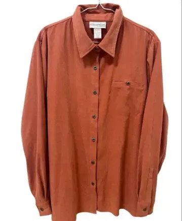 페이크 스웨이드 긴팔 셔츠 테라코타 계열 오버 사이즈 구제 의류 빈티지