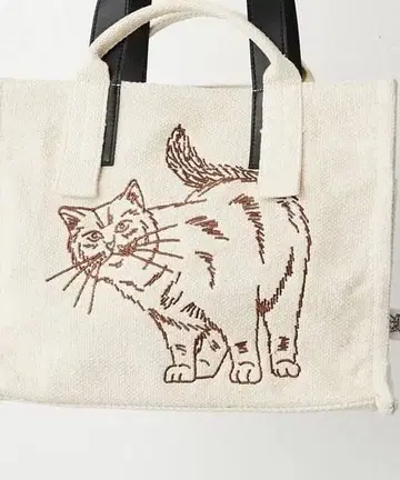 ear PAPILLONNER 고양이 가족 엄마 미디엄 코튼 토트