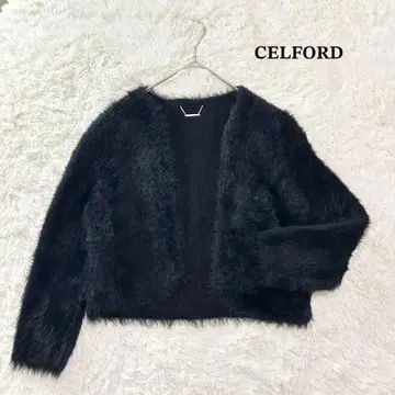 CELFORD 샤기 자켓 볼레로 블랙 36 숏 기장 포멀