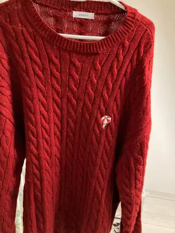 ONCILY 케이블 니트 레드 스웨터