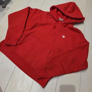 Champion 리버스 위브 후드티 레드 크롭