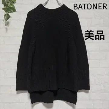 [ 새상품급 ] 바토너 울 시그니처 하이넥 니트 블랙 M 롱