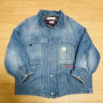 90s 00s 블루블루 데님 커버올 담요 탄력 란 L