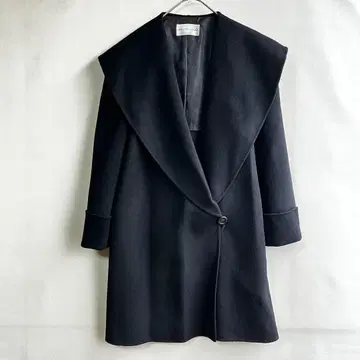 산시알파 여성용 울 코트 빅 칼라 캐시미어 9 M 블랙