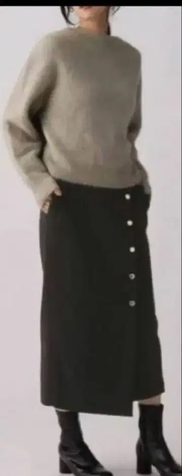 apart by lowrys 울 타이트 스커트 블랙 M