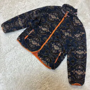 [ ZARA ] 남성용 XL 올 패턴 보아 플리스 자켓 네이비 x 오렌지