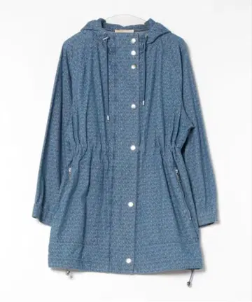 블루 후드 부착 캐주얼 코트