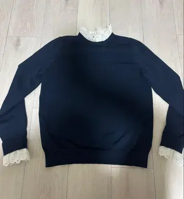 UNITED ARROWS 네이비 레이스 긴팔 상의