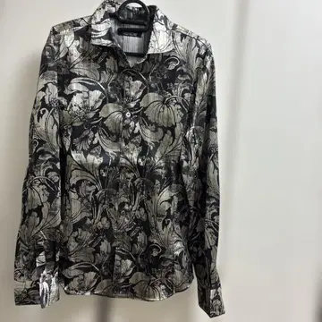 Tornado Mart 꽃무늬 긴팔 셔츠 블랙/그린 실버 L